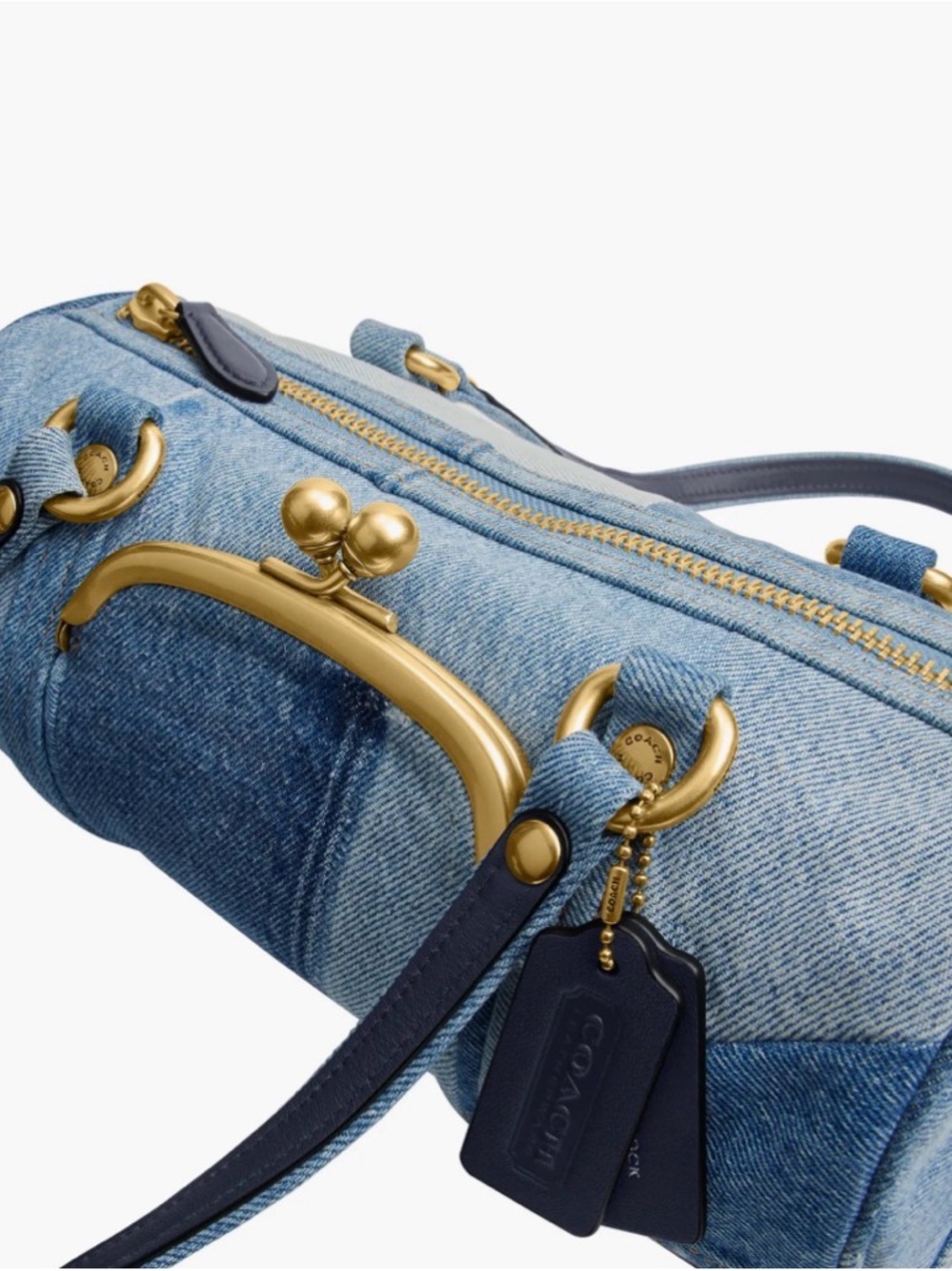 COACH - Originals Kisslock 28 Denim Barrel Bag - Picture 3 of 12